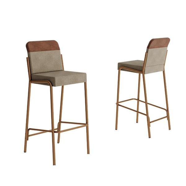 Kit 2 Banquetas Altas Duo Carraro Areia E Rosê Kit 2 Banquetas Altas Duo Carraro Areia E Rosê - Imagem 1