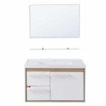 Kit Gabinete para Banheiro com Cuba e Espelho 63cm Berlin e Branco Procion Cerocha