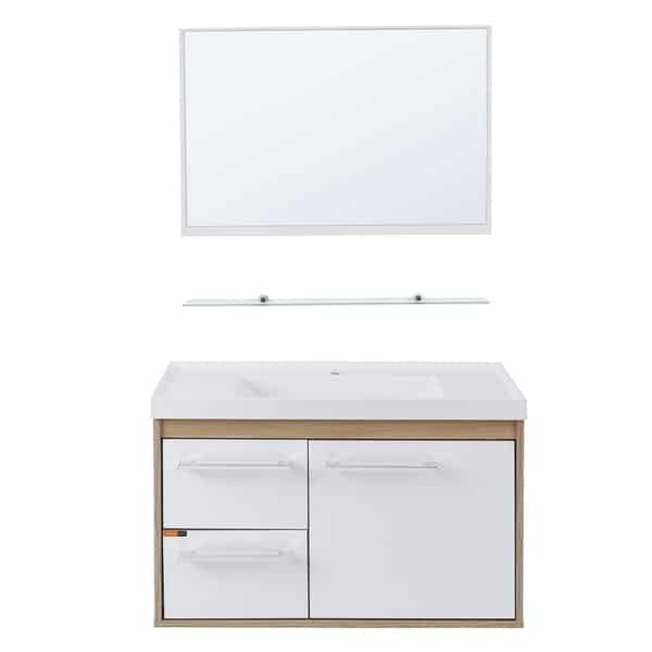 Kit Gabinete para Banheiro com Cuba e Espelho 63cm Berlin e Branco Procion Cerocha Kit Gabinete para Banheiro com Cuba e Espelho 63cm Berlin e Branco Procion Cerocha - Imagem 1