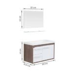 Kit Gabinete para Banheiro com Cuba e Espelho 63cm Munique e Branco Procion Cerocha - Imagem 2