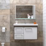 Kit Gabinete para Banheiro com Cuba e Espelho 63cm Munique e Branco Procion Cerocha - Imagem 3