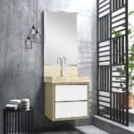 Lavatório Em Porcelanato Para Banheiro 50cm Top Com Cuba Esculpida Blu Travertino - Imagem 3