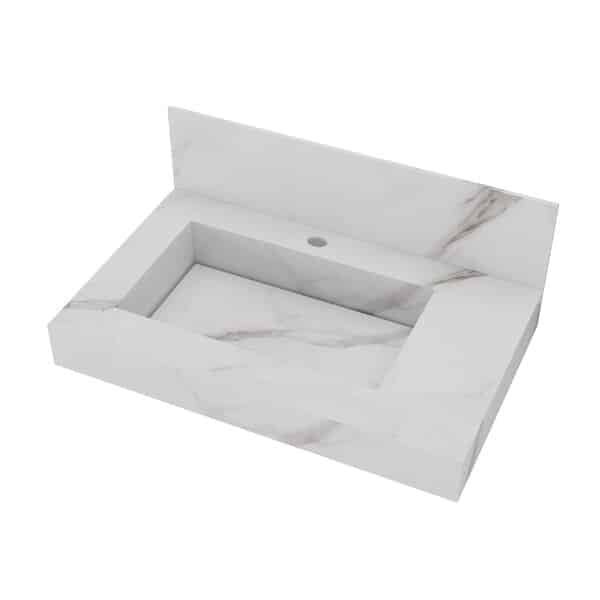 Lavatório Em Porcelanato Para Banheiro Slim 60cm Com Cuba Esculpida Calacata Lavatório Em Porcelanato Para Banheiro Slim 60cm Com Cuba Esculpida Calacata - Imagem 1