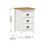 Mesa Cabeceira Em Madeira 3 Gavetas Linha Topázio - Brancocarvalho - Imagem 2