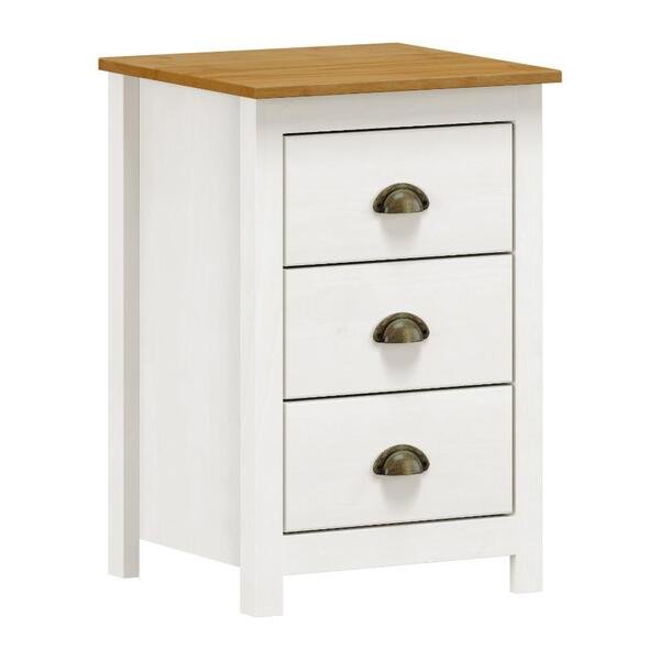 Mesa Cabeceira Em Madeira 3 Gavetas Linha Topázio - Brancocarvalho Mesa Cabeceira Em Madeira 3 Gavetas Linha Topázio - Brancocarvalho - Imagem 1