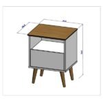 Mesa De Cabeceira 1 Gaveta Pés De Madeira Maciça Cancun Savanaargila - Imagem 2