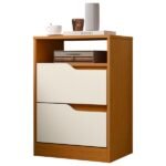 Mesa De Cabeceira 2 Gavetas Sem Pés Doble Cinamomo  Off White
