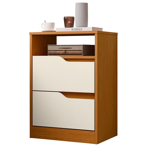 Mesa De Cabeceira 2 Gavetas Sem Pés Doble Cinamomo Off White Mesa De Cabeceira 2 Gavetas Sem Pés Doble Cinamomo Off White - Imagem 1