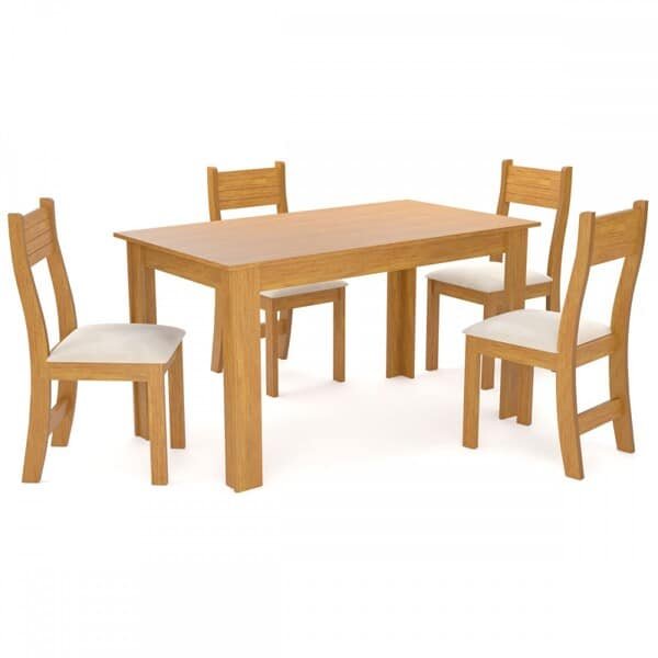 Mesa De Jantar 4 Lugares Mara Melnude - Viero Móveis Mesa De Jantar 4 Lugares Mara Mel/nude - Viero Móveis - Imagem 1