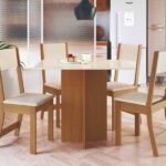 Mesa De Jantar Com 4 Cadeiras Talita Offwhite Com Freijó - Rede Móveis - Imagem 4