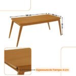 Mesa De Jantar Copper 180cm Madeira Tampo Canto Copo Moderna Mobília - Imagem 3