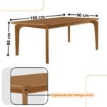 Mesa De Jantar Liz 180cm Tampo Mdf Canto Copo Moderna Mobília - Imagem 2