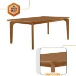 Mesa De Jantar Liz 180cm Tampo Mdf Canto Copo Moderna Mobília - Imagem 3