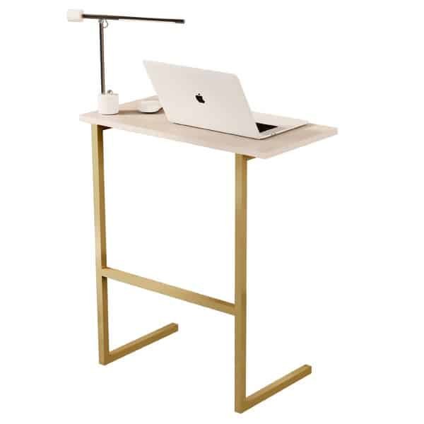 Mesa Suporte Home Office Bancada para Computador Notebook com Pés de Ferro Thor - PérolaDourado Mesa Suporte Home Office Bancada para Computador Notebook com Pés de Ferro Thor - Pérola/Dourado - Imagem 1