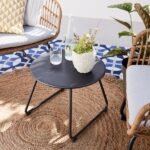 Mesa de Apoio para Jardim Redonda em Aço 37x48x48cm Cinza Timea Naterial - Imagem 3