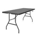 Mesa de Jardim Dobrável 6 Lugares Retangular 74x74x180cm Aço Preto Recife Plicosa - Imagem 3