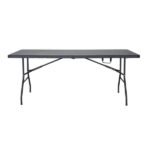 Mesa de Jardim Dobrável 6 Lugares Retangular 74x74x180cm Aço Preto Recife Plicosa - Imagem 4