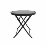 Mesa de Jardim Dobravél Redondo 2 Lugares Aço Pintado 70x60x60cm Cinza Escuro Interlagos Importado