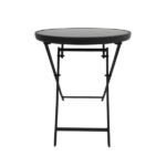 Mesa de Jardim Dobravél Redondo 2 Lugares Aço Pintado 70x60x60cm Cinza Escuro Interlagos Importado - Imagem 2