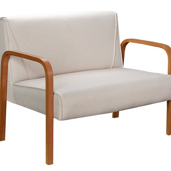 Namoradeira Anita Sofá 2 Lugares Moderna Braço Madeira Linho Bege 140 Namoradeira Anita Sofá 2 Lugares Moderna Braço Madeira Linho Bege 140 - Imagem 1