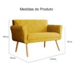 Namoradeira Isabela 02 Lugares Veludo Cores - Ds Estofados - Mostarda - Imagem 3
