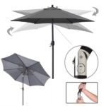 Ombrelone 3 Metros Com Base Preta Manivela Articulado Maresias Para Piscina Cinza - Amz - Imagem 2