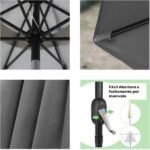 Ombrelone 3 Metros Com Base Preta Manivela Articulado Maresias Para Piscina Cinza - Amz - Imagem 3