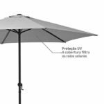 Ombrelone Central 2,31x2,60x2,60m em Aço Cinza Polar Hexagonal Naterial - Imagem 2