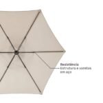 Ombrelone Central 2,31x2,60x2,60m em Aço Taupe Polar Hexagonal Naterial - Imagem 5