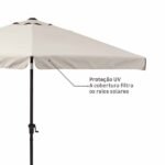 Ombrelone Central 2,47x2,96x2,96m Articulável em Alumínio|Aço Taupe Ávea Naterial - Imagem 3