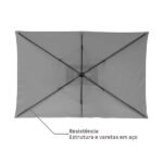 Ombrelone Central 2,55x3,00x1,94m em Aço Cinza Polar Naterial - Imagem 3