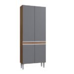 Paneleiro Modulado 4 Portas 204cm X 80,2cm X 32cm Athena Freijo Cinza