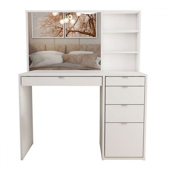 Penteadeira Maria 5 Gavetas 2 Prateleiras Branco - Panorama Móveis Penteadeira Maria 5 Gavetas 2 Prateleiras Branco - Panorama Móveis - Imagem 1