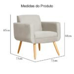 Poltrona Decorativa Cristal Suede Cores - Ds Estofados - Bege - Imagem 3