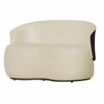 Poltrona Namoradeira Beatriz 2 Lugares Tecido Suede Com Composê Em Corino Marrom - Suede Marfim