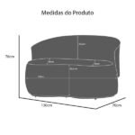 Poltrona Namoradeira Beatriz 2 Lugares Tecido Suede Com Composê Em Corino Marrom - Suede Marfim - Imagem 3