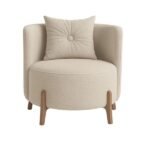 Poltrona Orgânica Curva Luna Boucle Bege - Montanaris Decor