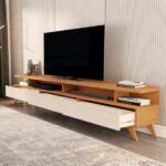 Rack Para Tv 86 Polegadas Cruise 3 Gavetas Natureoff White - Pnr Móveis - Imagem 3