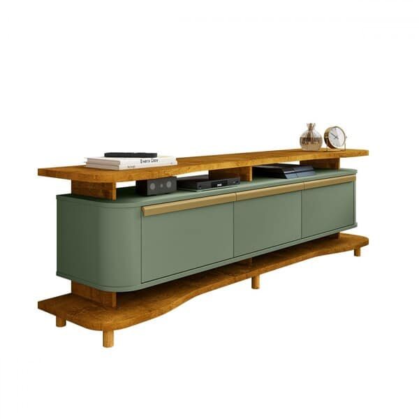 Rack Para Tv Até 75 Polegadas Guarapari 3 Portas Naturallepistache - Móveis Bechara Rack Para Tv Até 75 Polegadas Guarapari 3 Portas Naturalle/pistache - Móveis Bechara - Imagem 1