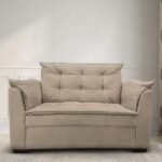 Sofá 2 Lugares Pequeno Confortável 1,40m Marrocos Bellamado Cor:bege - Imagem 2