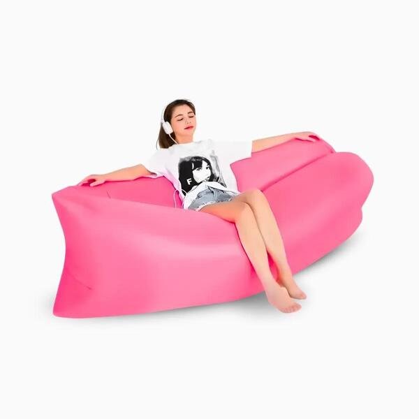 Sofá Inflável De Ar Portátil Puff Impermeável Praia Rosa Sofá Inflável De Ar Portátil Puff Impermeável Praia Rosa - Imagem 1