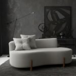 Sofá Orgânico 2 Lugares C2 Almofadas Curvo Sala Recepção Luna Boucle Cinza Claro - Montanaris Decor - Imagem 3