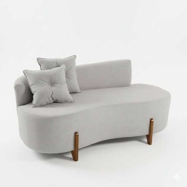 Sofá Orgânico 2 Lugares C2 Almofadas Curvo Sala Recepção Luna Boucle Cinza Claro - Montanaris Decor Sofá Orgânico 2 Lugares C2 Almofadas Curvo Sala Recepção Luna Boucle Cinza Claro - Montanaris Decor - Imagem 1