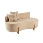 Sofá Orgânico 2 Lugares C2 Almofadas Curvo Sala Recepção Luna Boucle Pés De Madeira - Montanaris Decor - Boucle Bege