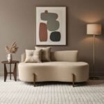 Sofá Orgânico 2 Lugares C2 Almofadas Curvo Sala Recepção Luna Boucle Pés De Madeira - Montanaris Decor - Boucle Bege - Imagem 2