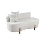Sofá Orgânico 2 Lugares C/2 Almofadas Curvo Sala Recepção Luna Boucle Pés De Madeira - Montanaris Decor - Boucle Branco