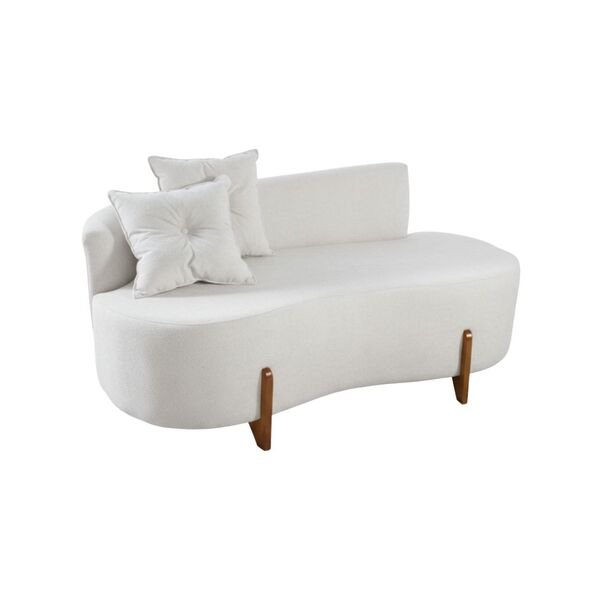 Sofá Orgânico 2 Lugares C2 Almofadas Curvo Sala Recepção Luna Boucle Pés De Madeira - Montanaris Decor - Boucle Branco Sofá Orgânico 2 Lugares C/2 Almofadas Curvo Sala Recepção Luna Boucle Pés De Madeira - Montanaris Decor - Boucle Branco - Imagem 1