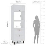 Torre Quente 1 Porta 2 Gavetas 2 Nichos Para Forno Pérola Yescasa Branco - Imagem 2